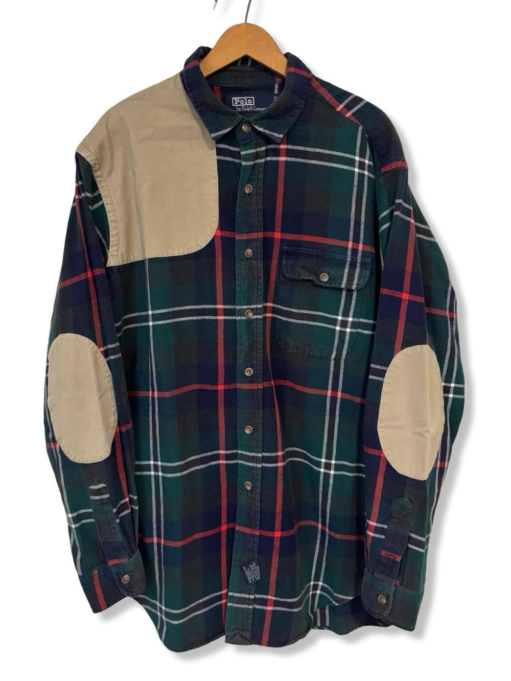 Vintage Polo Ralph Lauren Green Plaid Button-Up Shooting Shirt